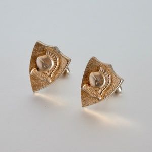 Vtg Trojan Shield Cufflinks Warrior Knight Gold